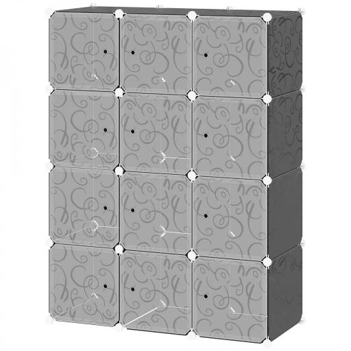 Armario Modular Plástico Estantería 12 Cubos con Puertas para Almacenamiento de Ropa Armario Ropero Organizador para Almacenamiento Juguetes y Libros Montaje en Bricolaje [8]