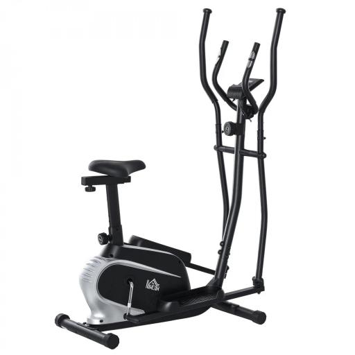 Bicicleta Elíptica con Resistencia Magnética Ajustable de 8 Niveles Bicicleta de Fitness con Sillín Regulable Pantalla LCD Pulsómetro y Soporte para Móvil para Casa Gimnasia 103x62x151 cm Negro [8]