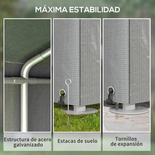 Carpa de Jardín para Bicicletas 1,6x2,2x1,7 m con 2 Habitaciones Puerta con Cremallera Impermeable Anti-UV Gris Claro [4]