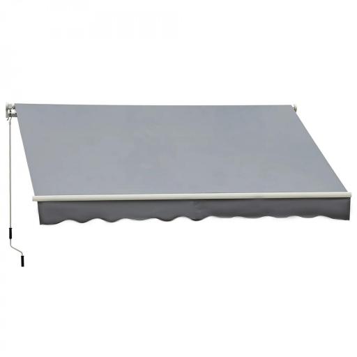 Toldo para Patio Balcón Terraza y Jardín de 400x250cm con brazo articulado de Aluminio y tela de Poliéster de 280g/m² Color Gris [2]