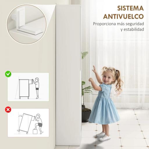 Armario para Baño Alto Mueble Columna de Baño con Espejo 2 Puertas y Estantes Ajustables Multiusos 32x28x162 cm Blanco [5]