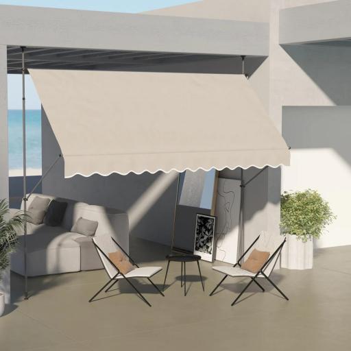 Toldo Manual Retráctil con Manivela 350x120x210-300 cm con Altura Ajustable Impermeable y Anti-UV Arena