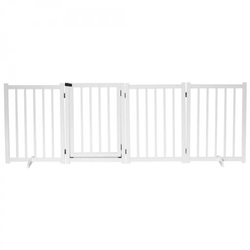 Barrera de Seguridad para Perros Plegable con Puerta y Cierre de Seguridad para Pasillos y Puertas 237,5x36x80 cm Blanco [8]