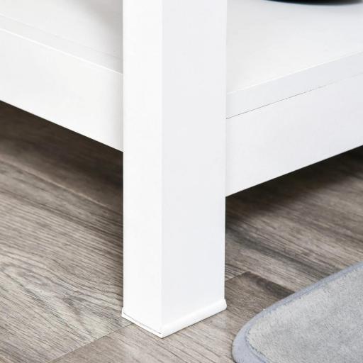 Mesa Consola Mesa de Recibidor Entrada con 2 Cajones y Estantes Inferiores Marco Metálico 105x40x76 cm Blanco [7]