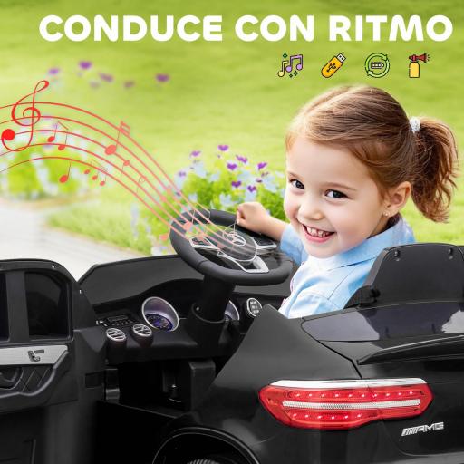 Coche Eléctrico para Niño +3 Años con Licencia de Mercedes 12V con Mando a Distancia Música y Luces Negro [5]