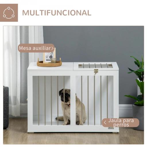 Jaula para Perros Medianos con 2 Puertas con Pestillo Estructura de Acero Inoxidable 80x50x56,5 cm Blanco [4]