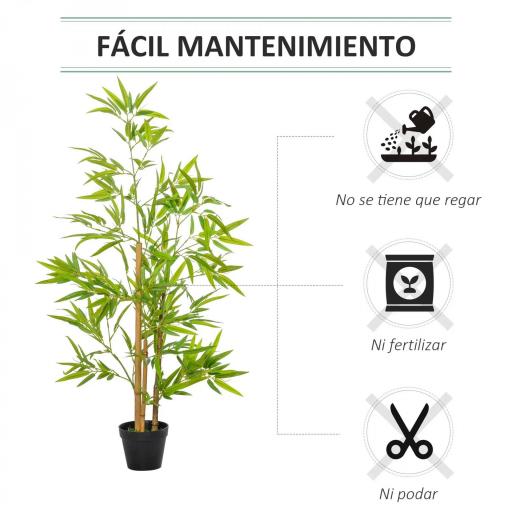 Planta Artificial de Bambú 120 cm Árbol Artificial en Maceta Decorativa para Interior Hogar Ø15,5x120 cm Verde [4]