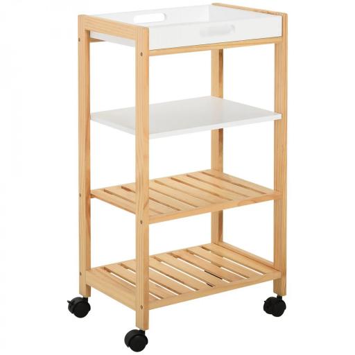 Carrito de Cocina de 4 Niveles Carrito Verdulero Carro Multiusos con 2 Bandejas Extraíblse y Estante 40x30x76 cm Blanco [8]