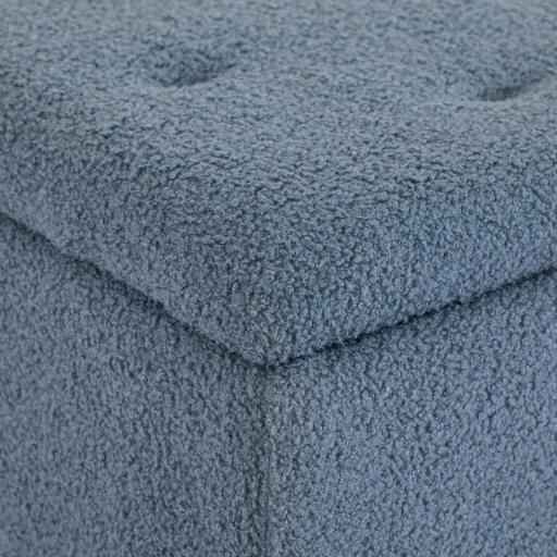 Banco de Pie de Cama Baúl de Almacenaje para Dormitorio con Tapa Abatible y Patas de Madera 95x38x45 cm Azul [6]