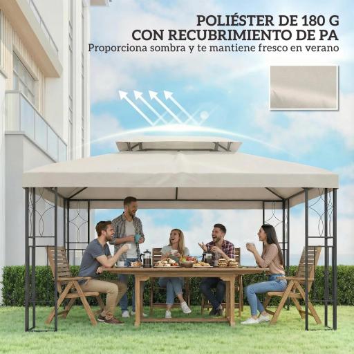 Toldo de Recambio 4x3 m con Techo Doble Orificios de Drenaje y Protección UV Solo Toldo NO Incluye Marco Crema [4]