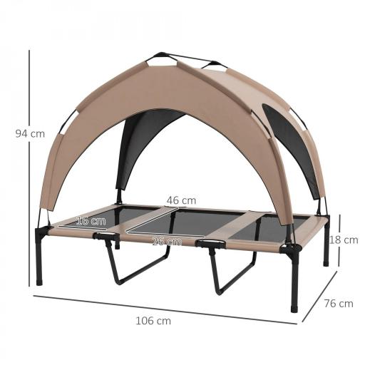 Cama para Perros Elevada con Toldo Marco de Acero y Bolsa de Transporte para Interior y Exterior 106x76x94 cm Café [1]