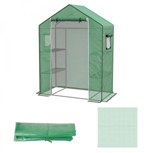 Cubierta de Repuesto de Invernadero 140x73x190 cm con Ventana Puerta con Cremallera Anti-UV Protección de Plantas Verde [9]