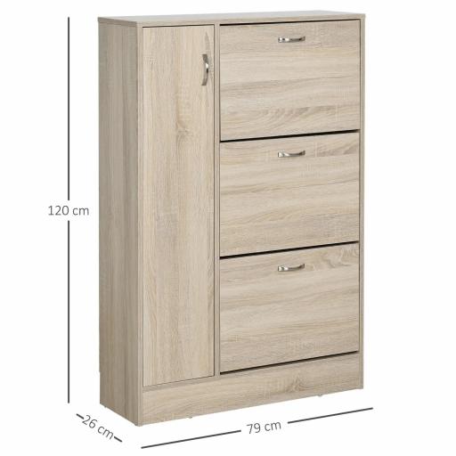 Armario Zapatero de 2 en 1 para Zapatos Mueble Almacenaje Paraguas Gran Espacio Estante Ajustable en 2 Niveles Capacidad de 12 pares 79x26x120 cm Madera [1]
