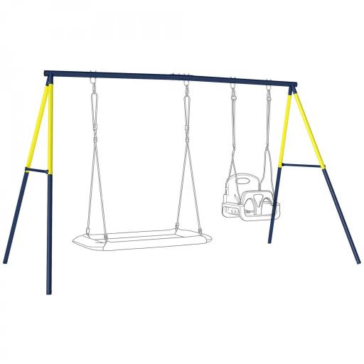 Estructura de Columpio Infantil Metálica para 2 Columpios Carga 150 kg para Asiento de Columpio Nido Azul [10]
