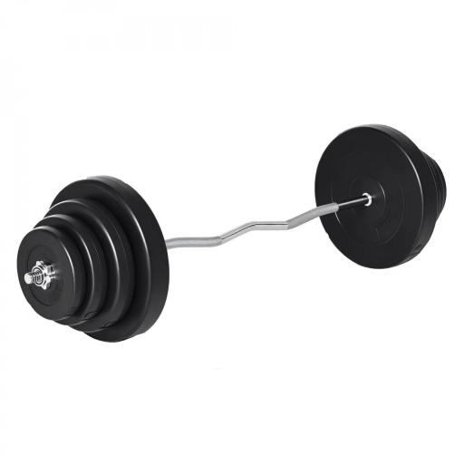 Barra de Pesas Curvada 70 kg Barra de Rizo Set de Musculación con 8 Discos de Pesos 2,5kg-15kg Intercambiables para Entrenamiento Culturismo en Gimnasio Casa 140x38,5x38,5 cm Negro [8]