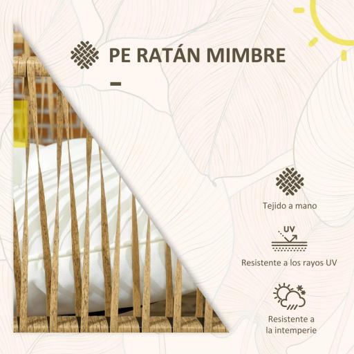 Conjunto de Jardín Exterior de Ratán Sintético con 2 Sillones 1 Sofá de 2 Plazas 1 Mesa de Centro y Cojines Crema [5]