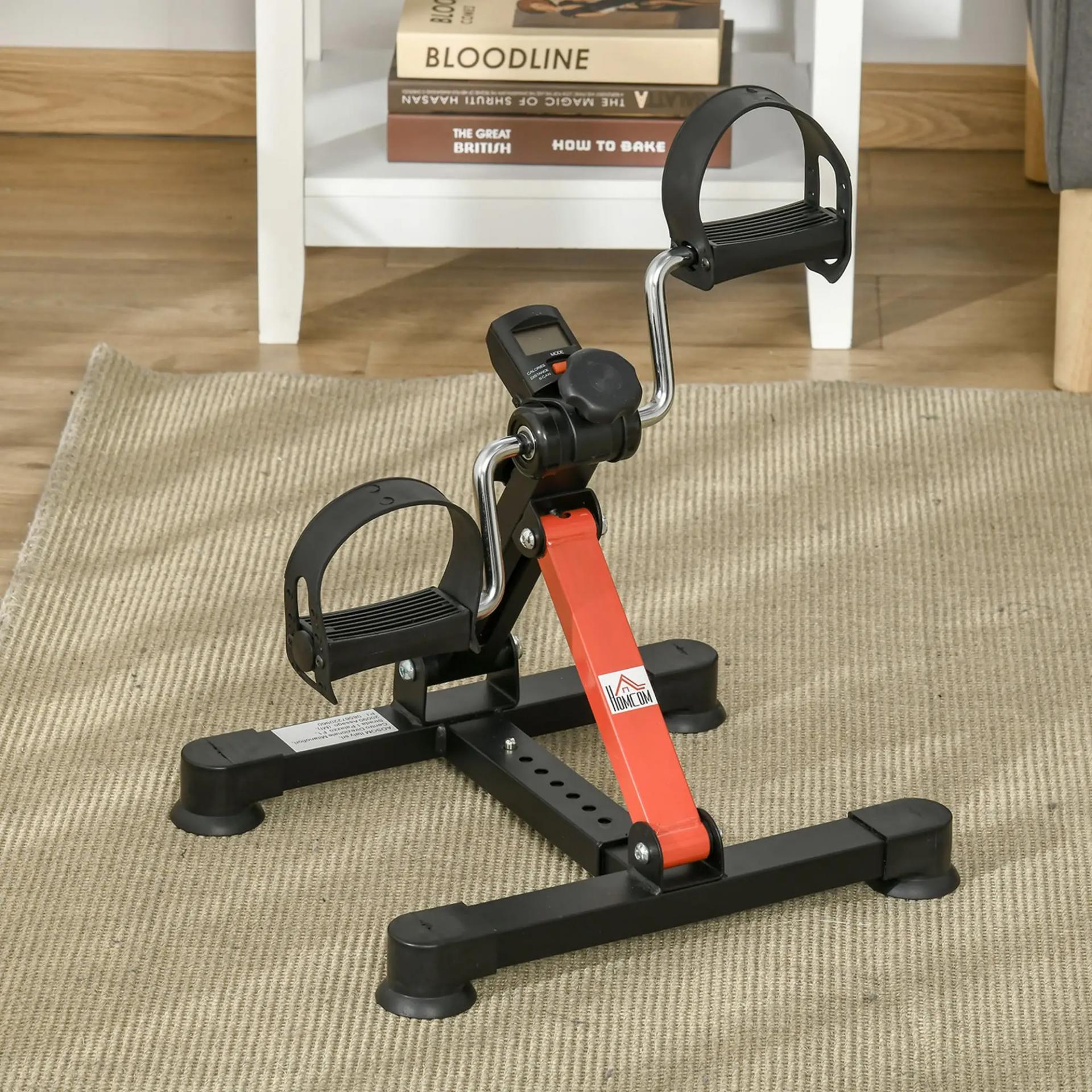 Mini Bicicleta Estática de Ejercicio Pedales Estáticos con Altura y Longitud Ajustables Pantalla LCD Máquina Pedalear de Manos y Piernas 33-43x40x24,5-34,5 cm Negro