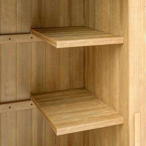 Caseta Jardín Exterior de Madera 77,5x54,2x179,5 cm 0,3 m² para Almacenaje de Herramientas con Estantes Puertas Natural [7]