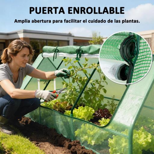 Invernadero de Terraza Mini Invernadero 240x90x90 cm con Ventanas de Malla para Cultivar Verduras y Flores Verde [4]