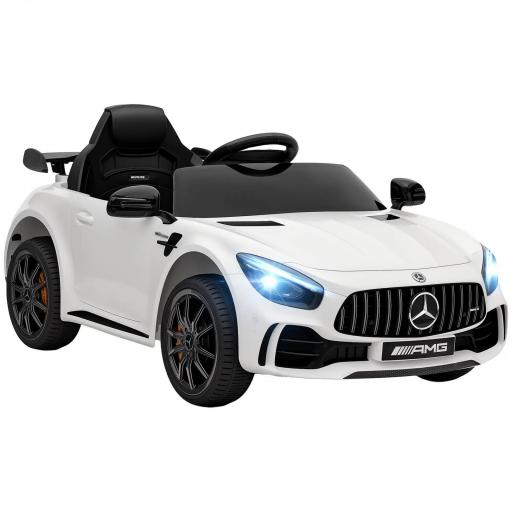 Coche Eléctrico para Niños de +3 Años Mercedes-Benz AMG GTR con Batería 12V Mando a Distancia Faros Bocina Música Blanco [9]