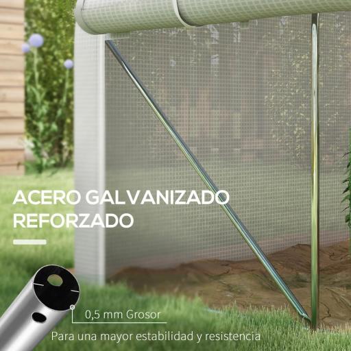 Invernadero de Túnel 4x3x2 m con Puerta de Malla y 8 Ventanas con Techo Puntiagudo Cubierta de PE Blanco [4]