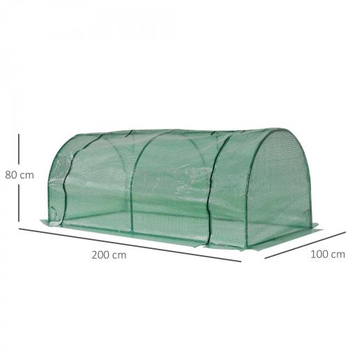 Mini Invernadero 200x100x80 cm para Jardín Vivero Casero Tipo Túnel con Marco de Acero y Cubierta Plástico Verde [1]