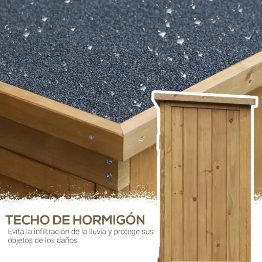 Armario de Jardín 0,31 m² Cobertizo de Exterior con 2 Puertas y 2 Estantes Interiores 87x46,5x160 cm Madera Natural [5]