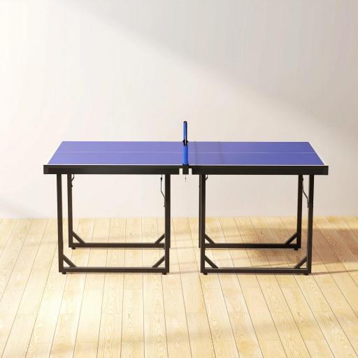 Mesa de Ping-Pong Plegable con Red y Marco de Acero para Interior y Exterior 182x91x76 cm Azul [7]