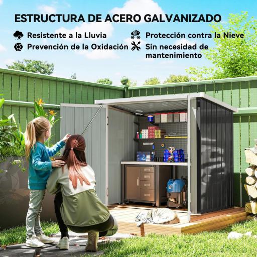 Cobertizo de Jardín de Exterior 1,26 m² 147x86x134cm con 2 Puertas y Cerradura para Almacenamiento de Herramientas Negro [2]