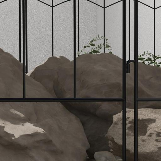 Valla Decorativa de Jardín de 4 Paneles 88x110 cm con Diseño de Patrón de Rejilla y Ángulo Ajustable Negro [7]