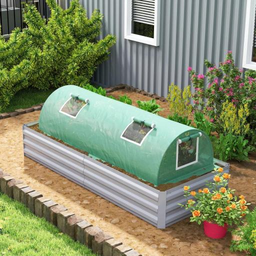 Invernadero Pequeño para Cultivo de Plantas con 4 Ventanas Marco de Acero y Cubierta de PE Anti-UV 200x80x45 cm Verde [6]
