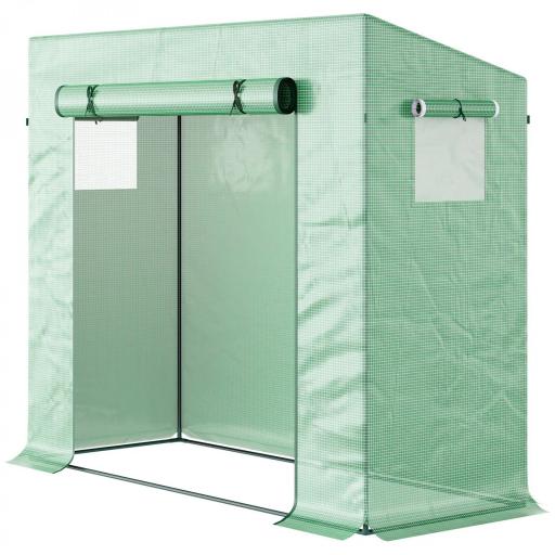 Invernadero de Exterior con Ventanas y Marco de Acero Invernadero para Cultivar Tomates Flores 200x76x168 cm Verde [9]