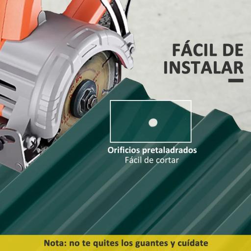 Juego de 12 Paneles para Tejado de Acero Galvanizado 7m² para Caseta de Herramientas Cobertizo 129x45cm Verde [6]