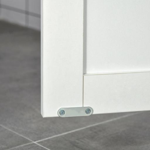 Armario Auxiliar de Baño con 2 Puertas Estante Interior Ajustable y Compartimento Abierto Mueble de Baño para Salón Cocina 60x30x80 cm Blanco [6]