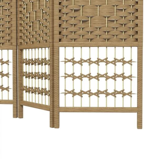 Biombo Separador de Ambientes de 4 Paneles Plegable de Cuerda de Papel 160x170cm Decoración para Dormitorio Natural [6]