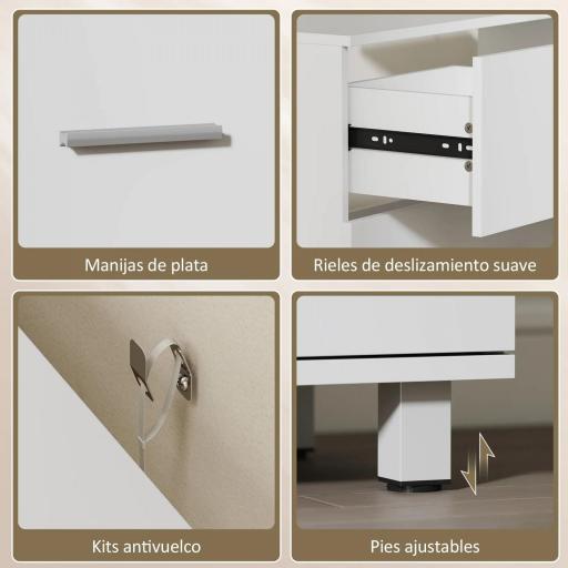 Mueble Bajo Lavabo con 2 Cajones Estilo Moderno para Lavabo sin Pedestal 80x30x60 cm Blanco [6]