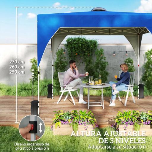 Carpa Plegable Pop-up 3x3 m con Bloqueo Central Altura Ajustable Bolsa Transporte con Ruedas y Sacos de Arena Azul [6]