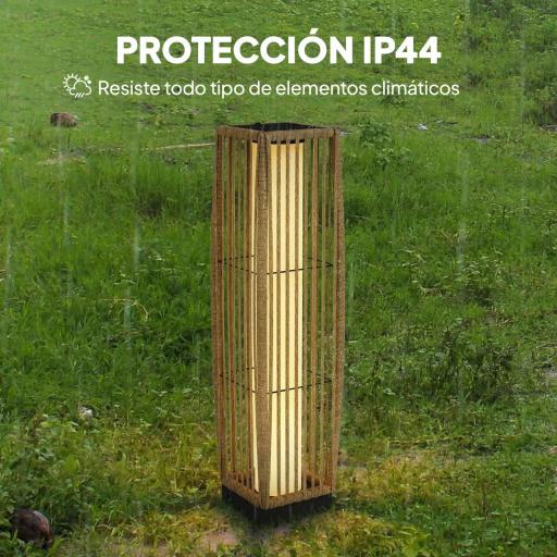 Linterna de Jardín de Ratán Farola Solar Exterior con Luces LED Encendido y Apagado Automático Impermeable IP44 Arena [4]