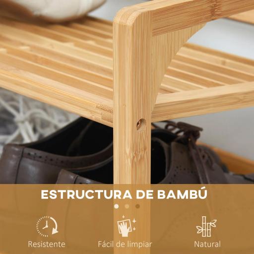 Zapatero de Bambú de 3 Niveles Estante Zapatero Estantería para 9 Pares de Zapatos para Entrada 76x33x51 cm Natural [5]