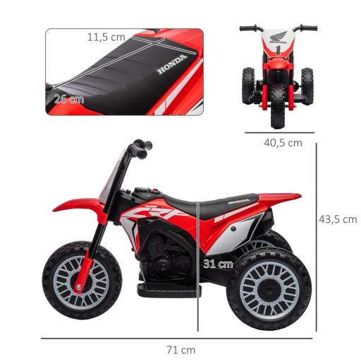 Moto Eléctrica Infantil con Licencia Honda CRF450RL con Velocidad 3 km/h Bocina Sonido de Arranque 71x40,5x43,5 cm Rojo [1]