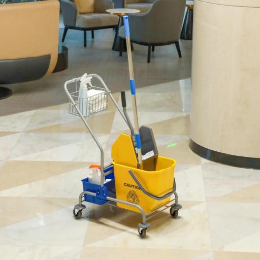Carro de Limpieza con Cubos de Fregona de 25L Escurridor Cubeta y Estantes para Hotel Oficina 72x49,5x95 cm Amarillo [8]