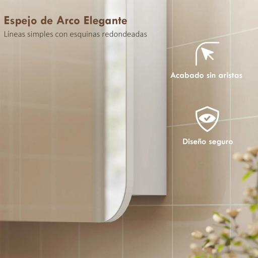 Armario de Baño con Espejo Diseño con Bordes Curvados 2 Puertas Estantes Ajustables 68x13x66 cm Blanco [6]