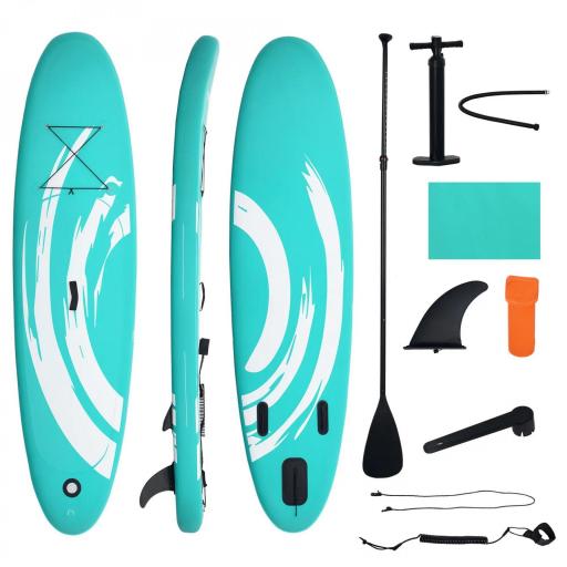 Tabla de Paddle Surf Hinchable 300x76x15 cm Tabla de Stand Up Paddling Inflable con Remo Ajustable Aletas Cubierta Antideslizante Bomba y Bolsa de Transporte Azul [8]