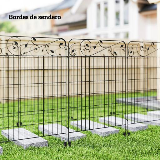 Valla de Jardín Exterior de 4 Paneles 88x110 cm Vallas Decorativas con Ángulo Ajustable Negro [4]