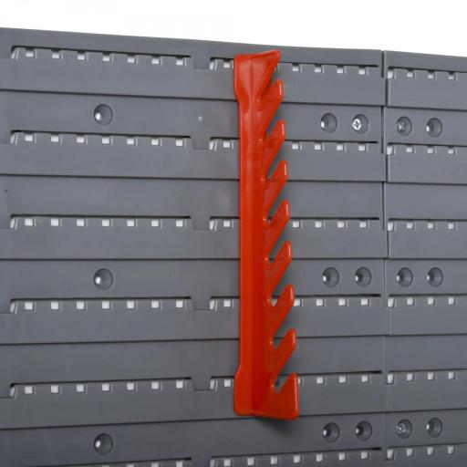 Estantería de Pared para Herramientas de 44 Piezas 95x54 cm con 28 Cajas Apilables y Diferentes Ganchos Gris y Rojo [9]
