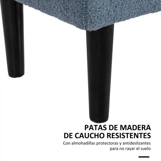 Banco de Pie de Cama Baúl de Almacenaje para Dormitorio con Tapa Abatible y Patas de Madera 95x38x45 cm Azul [5]
