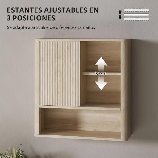 Armario de Baño de Pared con Puerta Corredera 5 Compartimentos y Estantes Ajustables 60x20x62 cm Blanco [5]