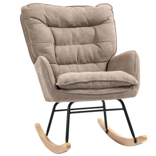 Silla Mecedora con Patas de Madera de Haya y Reposabrazos Mecedora para Lactancia Carga 120 kg para Dormitorio Marrón [8]