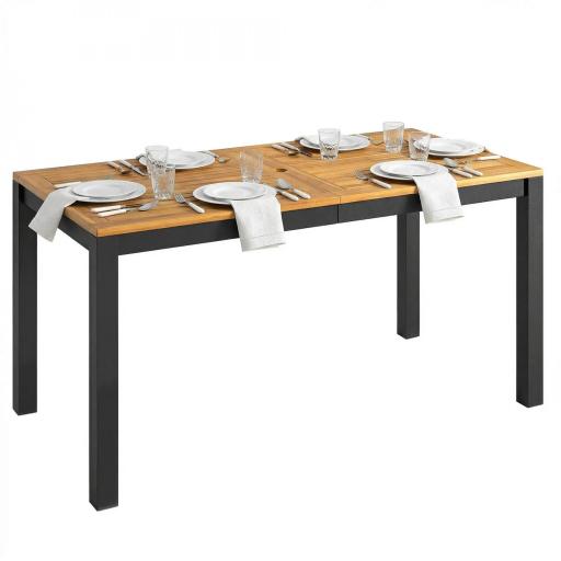 Mesa de Comedor de Jardín de Madera para 6 Personas con Superficie de Listones Orificio 150x75x75 cm Natural [9]