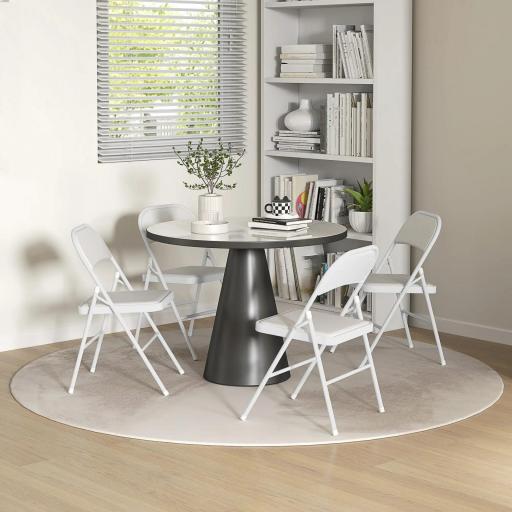 Juego de 4 Sillas Plegables Acolchadas con Respaldo y Estructura de Acero para Salón Comedor Cocina 45x46x78 cm Blanco [3]